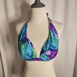 VENUS Women's Adjustable Halter Bikini Top Silver Accents Multi Color C‎ Cup